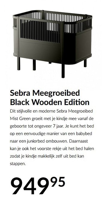 Aanbiedingen Sebra meegroeibed black wooden edition - Sebra - Geldig van 18/05/2021 tot 14/06/2021 bij Babypark
