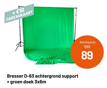 Aanbiedingen Bresser d-63 achtergrond support + groen doek - Bresser - Geldig van 12/05/2021 tot 08/06/2021 bij Kamera Express