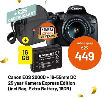 Aanbiedingen Canon eos 2000d + 18-55mm dc - Canon - Geldig van 12/05/2021 tot 08/06/2021 bij Kamera Express