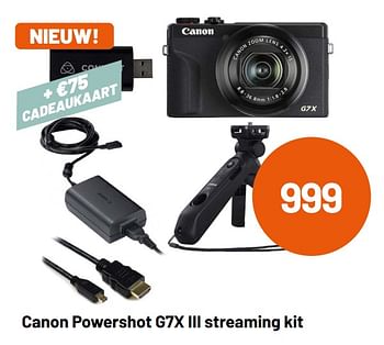 Aanbiedingen Canon powershot g7x iii streaming kit - Canon - Geldig van 12/05/2021 tot 08/06/2021 bij Kamera Express