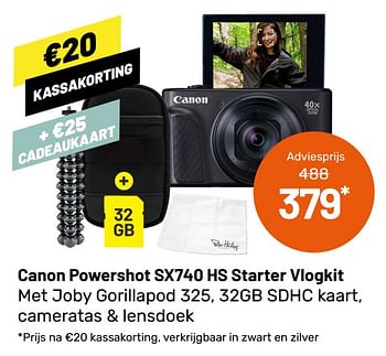 Aanbiedingen Canon powershot sx740 hs starter vlogkit - Canon - Geldig van 12/05/2021 tot 08/06/2021 bij Kamera Express