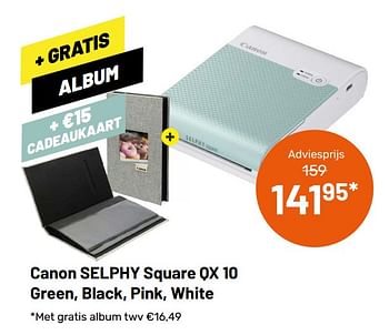 Aanbiedingen Canon selphy square qx 10 green black pink white - Canon - Geldig van 12/05/2021 tot 08/06/2021 bij Kamera Express