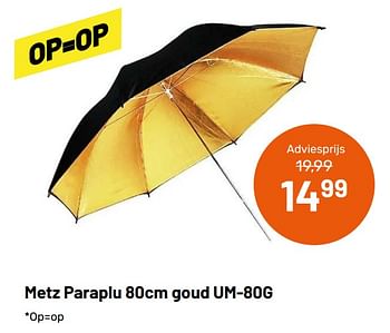 Aanbiedingen Metz paraplu 80cm goud um-80g - Metz - Geldig van 12/05/2021 tot 08/06/2021 bij Kamera Express