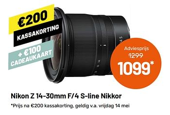 Aanbiedingen Nikon z 14-30mm f-4 s-line nikkor - Nikon - Geldig van 12/05/2021 tot 08/06/2021 bij Kamera Express