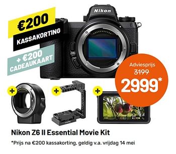 Aanbiedingen Nikon z6 ii essential movie kit - Nikon - Geldig van 12/05/2021 tot 08/06/2021 bij Kamera Express