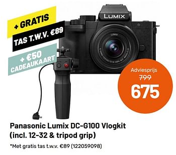 Aanbiedingen Panasonic lumix dc-g100 vlogkit incl. 12-32 + tripod grip - Panasonic - Geldig van 12/05/2021 tot 08/06/2021 bij Kamera Express
