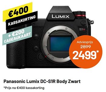 Aanbiedingen Panasonic lumix dc-s1r body zwart - Panasonic - Geldig van 12/05/2021 tot 08/06/2021 bij Kamera Express