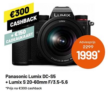 Aanbiedingen Panasonic lumix dc-s5 + lumix s 20-60mm f-3.5-5.6 - Panasonic - Geldig van 12/05/2021 tot 08/06/2021 bij Kamera Express