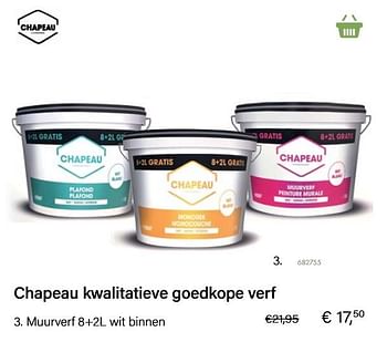 Aanbiedingen Muurverf 8+2l wit binnen - Chapeau - Geldig van 21/05/2021 tot 30/06/2021 bij Multi Bazar