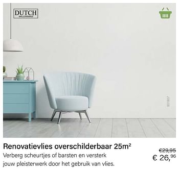 Aanbiedingen Renovatievlies overschilderbaar - Dutch Wallcoverings - Geldig van 21/05/2021 tot 30/06/2021 bij Multi Bazar