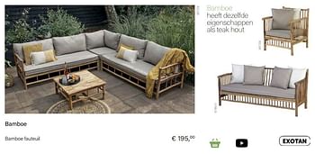 Aanbiedingen Bamboe fauteuil - Exotan  - Geldig van 21/05/2021 tot 30/06/2021 bij Multi Bazar