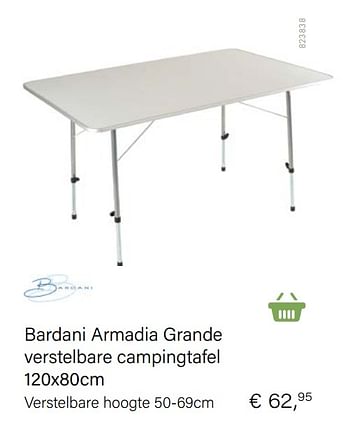Aanbiedingen Bardani armadia grande verstelbare campingtafel - Bardani - Geldig van 21/05/2021 tot 30/06/2021 bij Multi Bazar