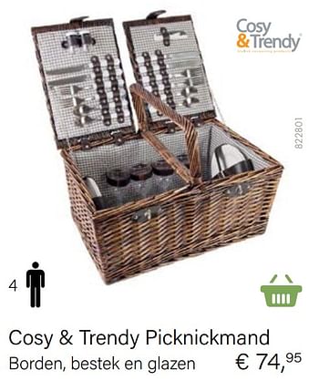 Aanbiedingen Cosy + trendy picknickmand - Cosy &amp; Trendy - Geldig van 21/05/2021 tot 30/06/2021 bij Multi Bazar