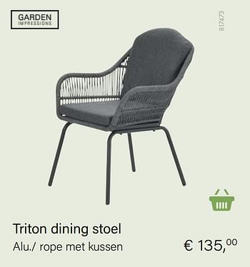 Aanbiedingen Triton dining stoel - Garden Impressions - Geldig van 21/05/2021 tot 30/06/2021 bij Multi Bazar