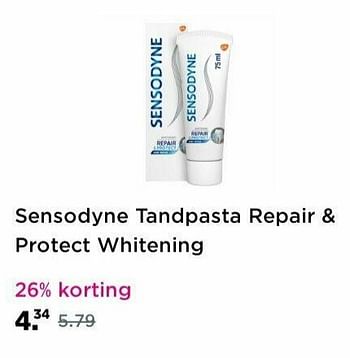 Aanbiedingen Sensodyne tandpasta repair + protect whitening - Sensodyne - Geldig van 16/05/2021 tot 24/05/2021 bij Plein