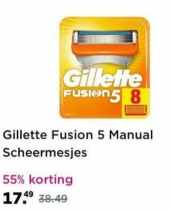 Aanbiedingen Gillette fusion 5 manual scheermesjes - Gillette - Geldig van 16/05/2021 tot 24/05/2021 bij Plein