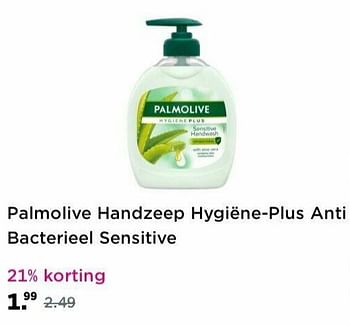 Aanbiedingen Palmolive handzeep hygiëne-plus anti bacterieel sensitive - Palmolive - Geldig van 16/05/2021 tot 24/05/2021 bij Plein