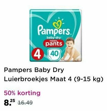 Aanbiedingen Pampers baby dry luierbroekjes maat 4 - Pampers - Geldig van 16/05/2021 tot 24/05/2021 bij Plein