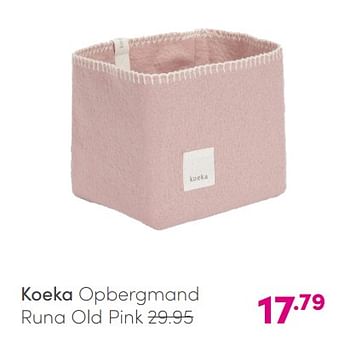 Aanbiedingen Koeka opbergmand runa old pink - Koeka - Geldig van 23/05/2021 tot 29/05/2021 bij Baby & Tiener Megastore