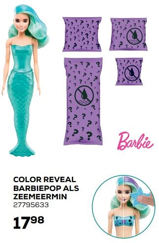 Aanbiedingen Color reveal barbiepop als zeemeermin - Mattel - Geldig van 25/05/2021 tot 22/06/2021 bij Supra Bazar