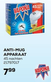Aanbiedingen Vapona anti-mug apparaat - Vapona - Geldig van 25/05/2021 tot 22/06/2021 bij Supra Bazar