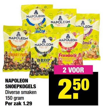 Aanbiedingen Napoleon snoepkogels - Napoleon - Geldig van 25/05/2021 tot 06/06/2021 bij Big Bazar