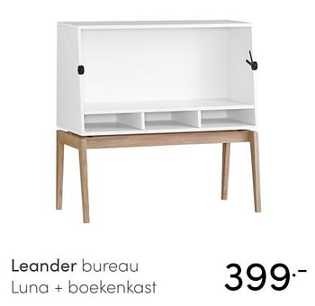 Aanbiedingen Leander bureau luna + boekenkast - Leander - Geldig van 30/05/2021 tot 05/06/2021 bij Baby & Tiener Megastore