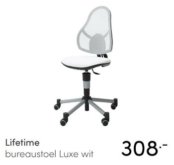 Aanbiedingen Lifetime bureaustoel luxe wit - Lifetime - Geldig van 30/05/2021 tot 05/06/2021 bij Baby & Tiener Megastore
