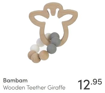 Aanbiedingen Bambam wooden teether giraffe - Bambam - Geldig van 30/05/2021 tot 05/06/2021 bij Baby & Tiener Megastore