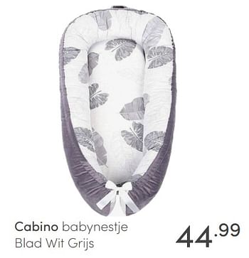 Aanbiedingen Cabino babynestje blad wit grijs - Cabino - Geldig van 30/05/2021 tot 05/06/2021 bij Baby & Tiener Megastore