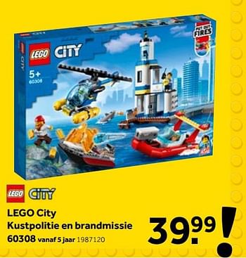 Aanbiedingen Lego city kustpolitie en brandmissie 60308 - Lego - Geldig van 01/06/2021 tot 20/06/2021 bij Intertoys