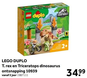 Aanbiedingen Lego duplo t. rex en triceratops dinosaurus ontsnapping 10939 - Lego - Geldig van 01/06/2021 tot 20/06/2021 bij Intertoys