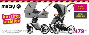 Aanbiedingen Mutsy evo urban nomad light grey 2-in-1 kinderwagen - Mutsy - Geldig van 06/06/2021 tot 12/06/2021 bij Baby & Tiener Megastore