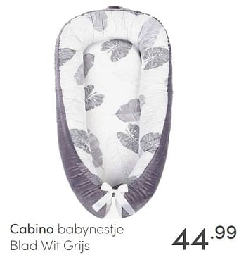 Aanbiedingen Cabino babynestje blad wit grijs - Cabino - Geldig van 06/06/2021 tot 12/06/2021 bij Baby & Tiener Megastore