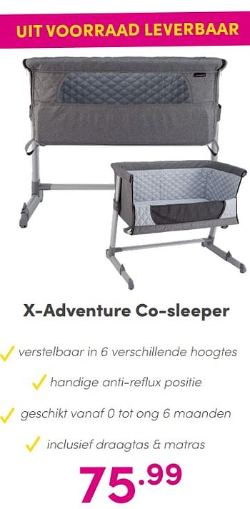 Aanbiedingen X-adventure co-sleeper - Xadventure - Geldig van 06/06/2021 tot 12/06/2021 bij Baby & Tiener Megastore