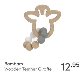 Aanbiedingen Bambam wooden teether giraffe - Bambam - Geldig van 06/06/2021 tot 12/06/2021 bij Baby & Tiener Megastore