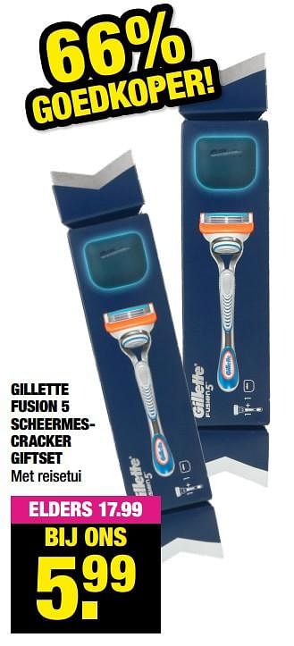 Aanbiedingen Gillette fusion 5 scheermescracker giftset - Gillette - Geldig van 07/06/2021 tot 20/06/2021 bij Big Bazar
