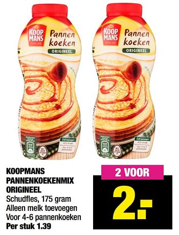 Aanbiedingen Koopmans pannenkoekenmix origineel - Koopmans - Geldig van 07/06/2021 tot 20/06/2021 bij Big Bazar