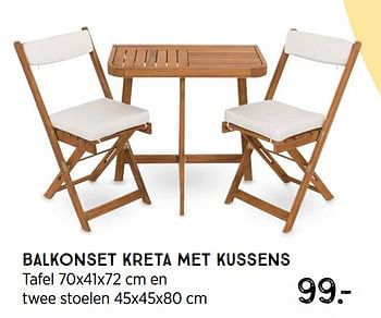 Aanbiedingen Balkonset kreta met kussens - Huismerk - Xenos - Geldig van 24/05/2021 tot 11/07/2021 bij Xenos