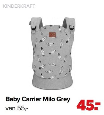 Aanbiedingen Baby carrier milo grey - Kinderkraft - Geldig van 07/06/2021 tot 03/07/2021 bij Baby-Dump