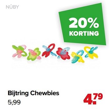 Aanbiedingen Bijtring chewbies - Nuby - Geldig van 07/06/2021 tot 03/07/2021 bij Baby-Dump