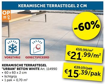 Aanbiedingen Keramische terrastegel urban beton white - Geldig van 29/06/2021 tot 26/07/2021 bij Zelfbouwmarkt