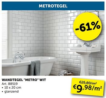 Aanbiedingen Wandtegel metro wit - Geldig van 29/06/2021 tot 26/07/2021 bij Zelfbouwmarkt