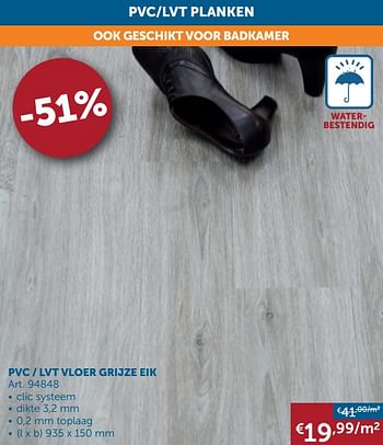 Aanbiedingen Pvc - lvt vloer grijze eik - Geldig van 22/06/2021 tot 19/07/2021 bij Zelfbouwmarkt