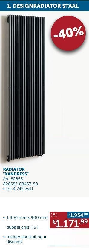 Aanbiedingen Designradiator staal radiator xandress dubbel grijs - Beauheat - Geldig van 22/06/2021 tot 19/07/2021 bij Zelfbouwmarkt