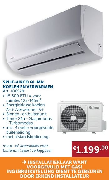 Aanbiedingen Split-airco qlima: koelen en verwarmen - Qlima  - Geldig van 22/06/2021 tot 19/07/2021 bij Zelfbouwmarkt