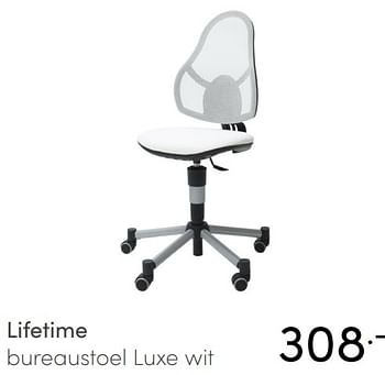Aanbiedingen Lifetime bureaustoel luxe wit - Lifetime - Geldig van 13/06/2021 tot 19/06/2021 bij Baby & Tiener Megastore