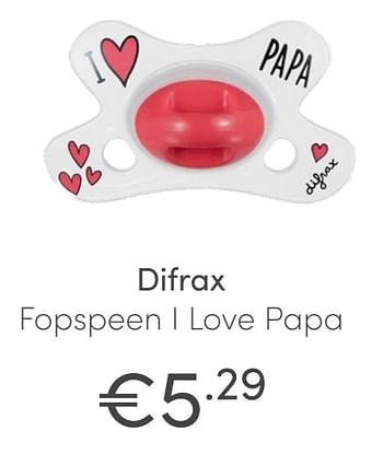 Aanbiedingen Difrax fopspeen i love papa - Difrax - Geldig van 13/06/2021 tot 19/06/2021 bij Baby & Tiener Megastore