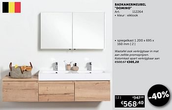 Aanbiedingen Badkamermeubel domino spiegelkast - Mio Bagno - Geldig van 22/06/2021 tot 19/07/2021 bij Zelfbouwmarkt