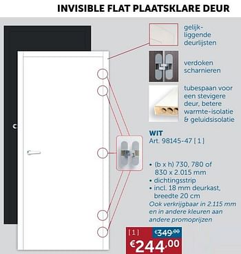 Aanbiedingen Invisible flat plaatsklare deur wit - Geldig van 22/06/2021 tot 19/07/2021 bij Zelfbouwmarkt